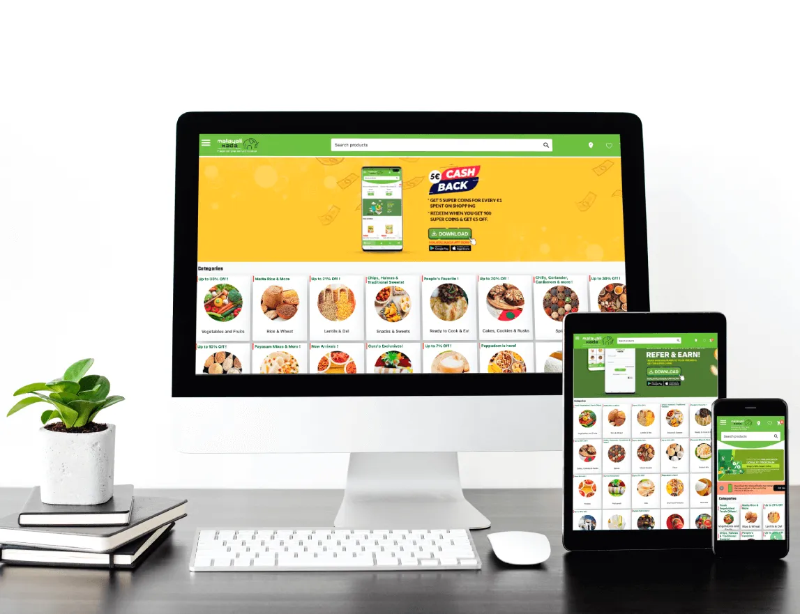 Malayalikada online store on desktop, tablet and phone